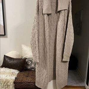 Polagram Open Front Cardigan Sweater, Sz 1XL, Beige, Open Front, Plus Size